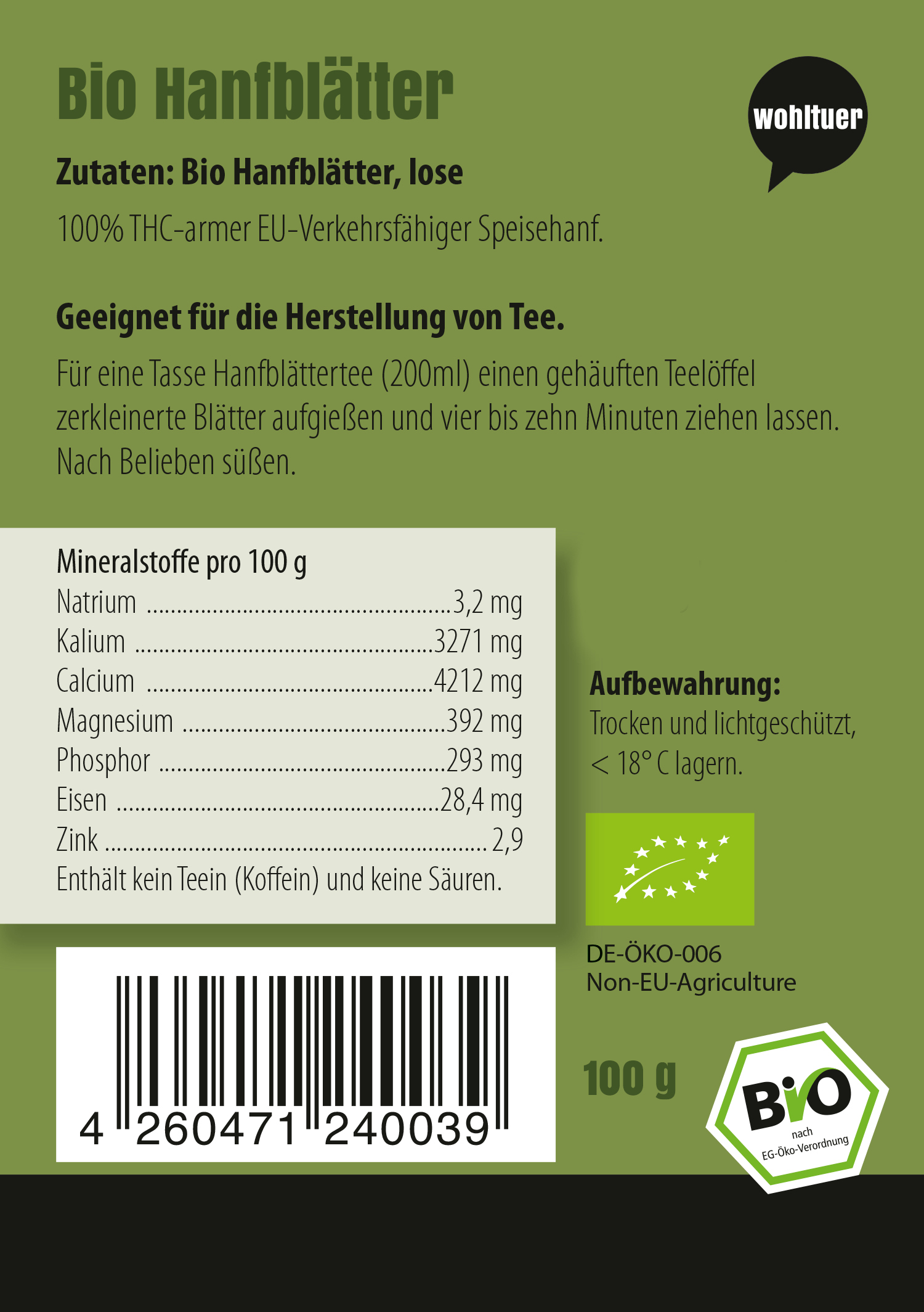 Bio Hanfblätter 100g