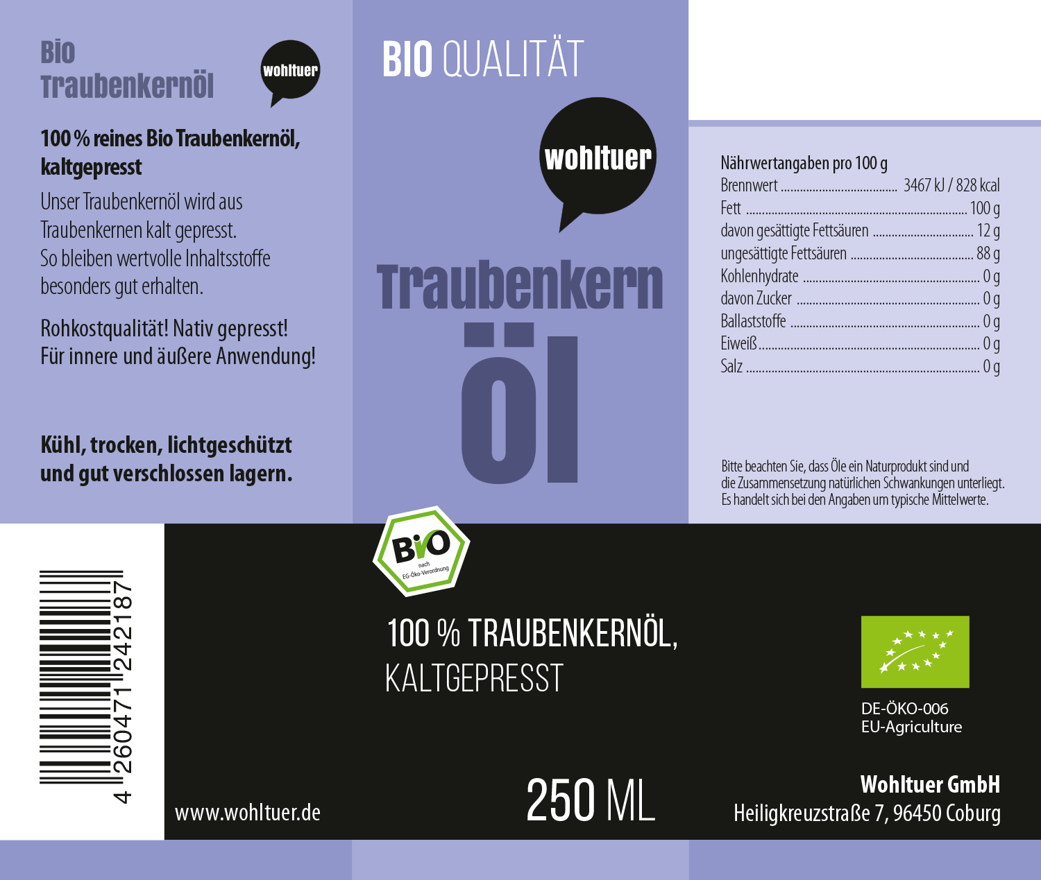 Bio Traubenkernöl 250 ml